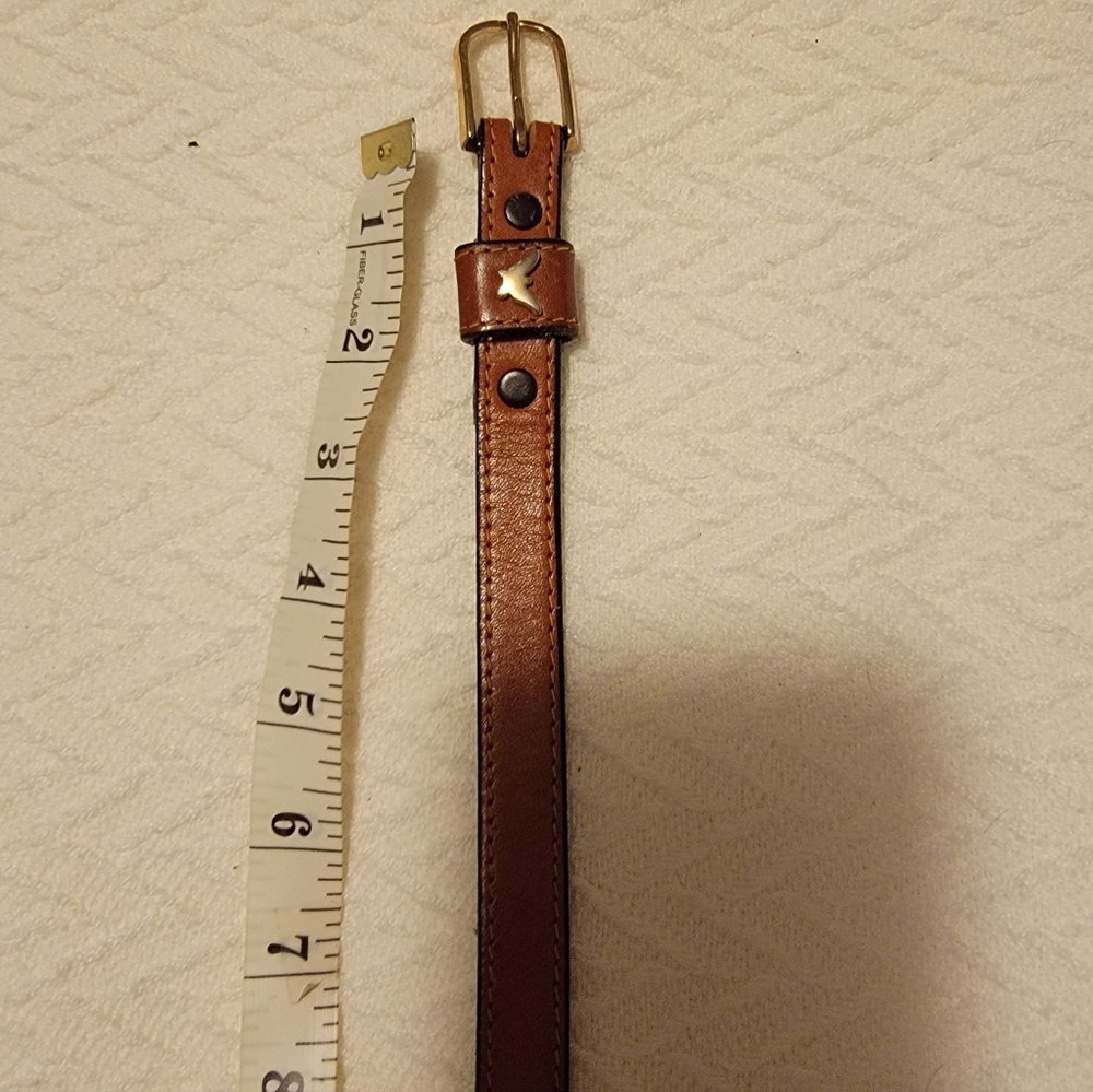 Women's Brown Leather Belt with Gold Buckle And Butterfly Accent